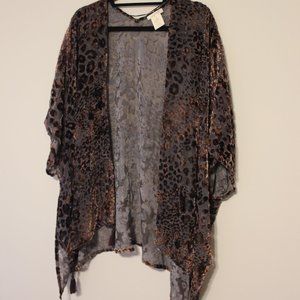 Mystree Velvet/Sheer Animal Print Kimono